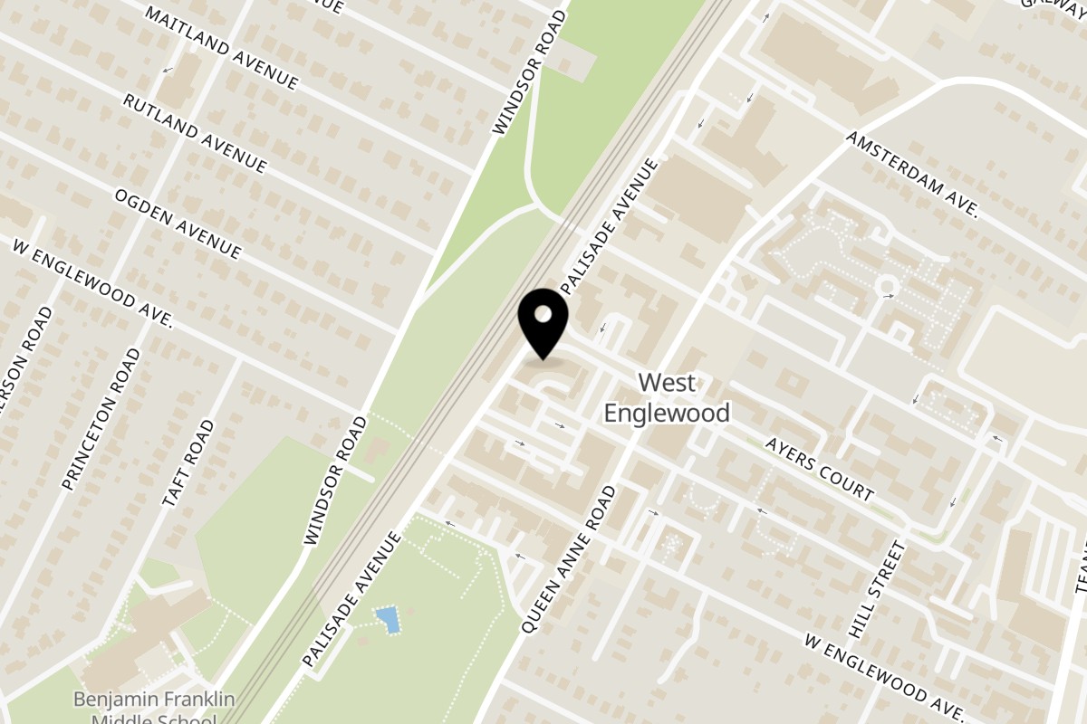 Map showing the location of Sheinkin on 1415 Palisade Ave in Teaneck